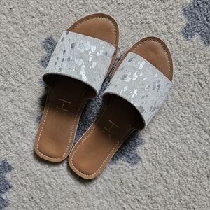 Metallic Acid Wash Hair on Hide Leather Slip Ons